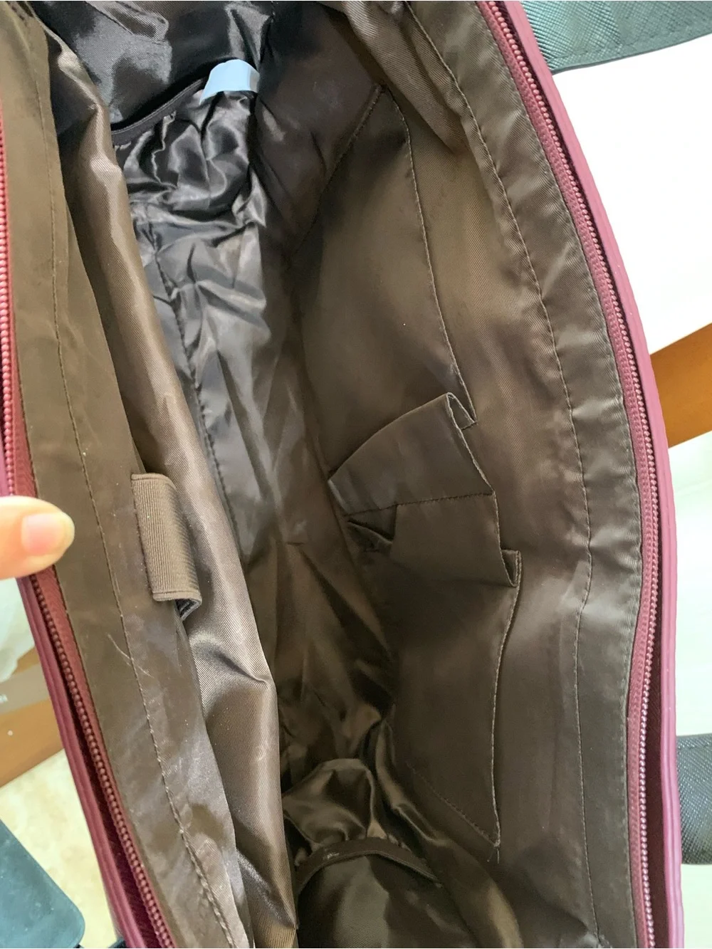 Two-Tone Burgundy and Black Professional Laptop Tote